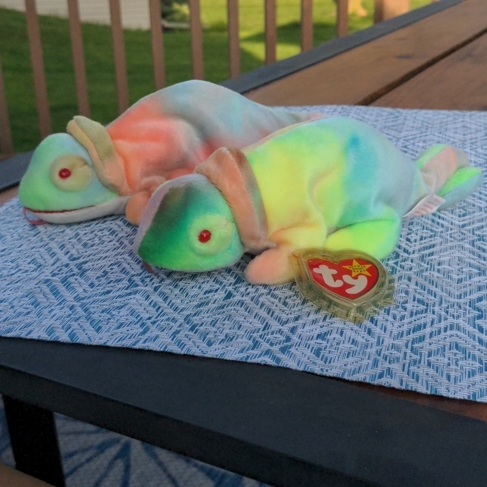 TY RAINBOW Beanie Baby 1997 CHAMELEON Vintage Toy Collectible ✨ BD 11-14-97